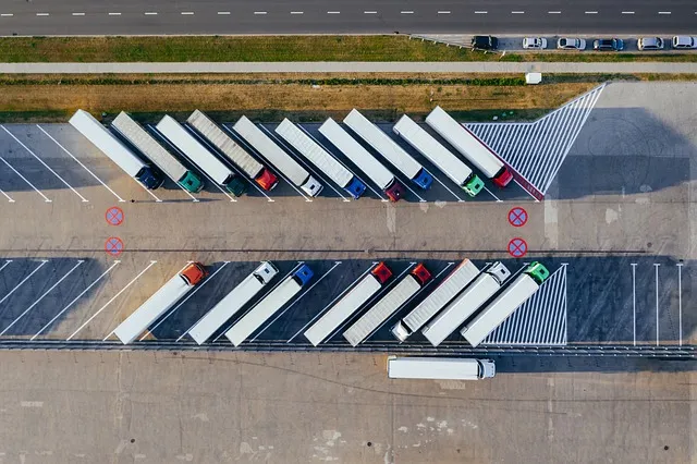 trucks, depot, warehouse