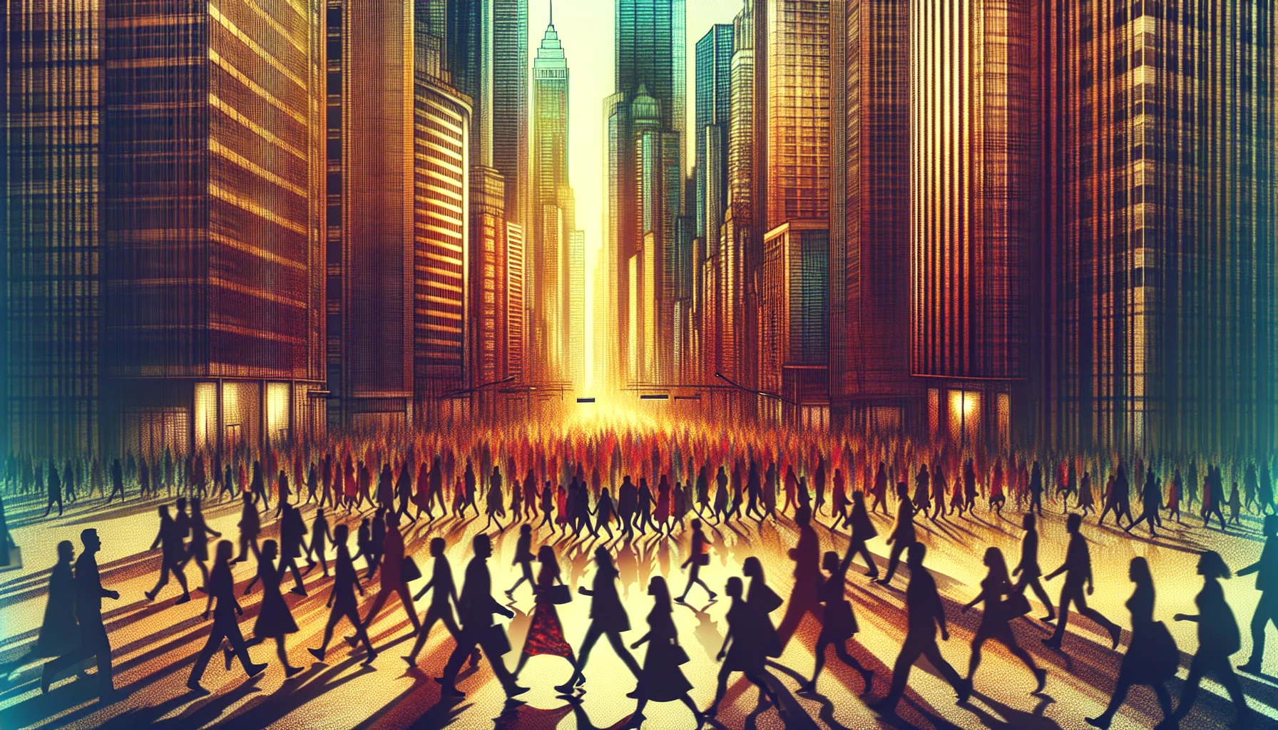 Pedestrians walking on a busy city street