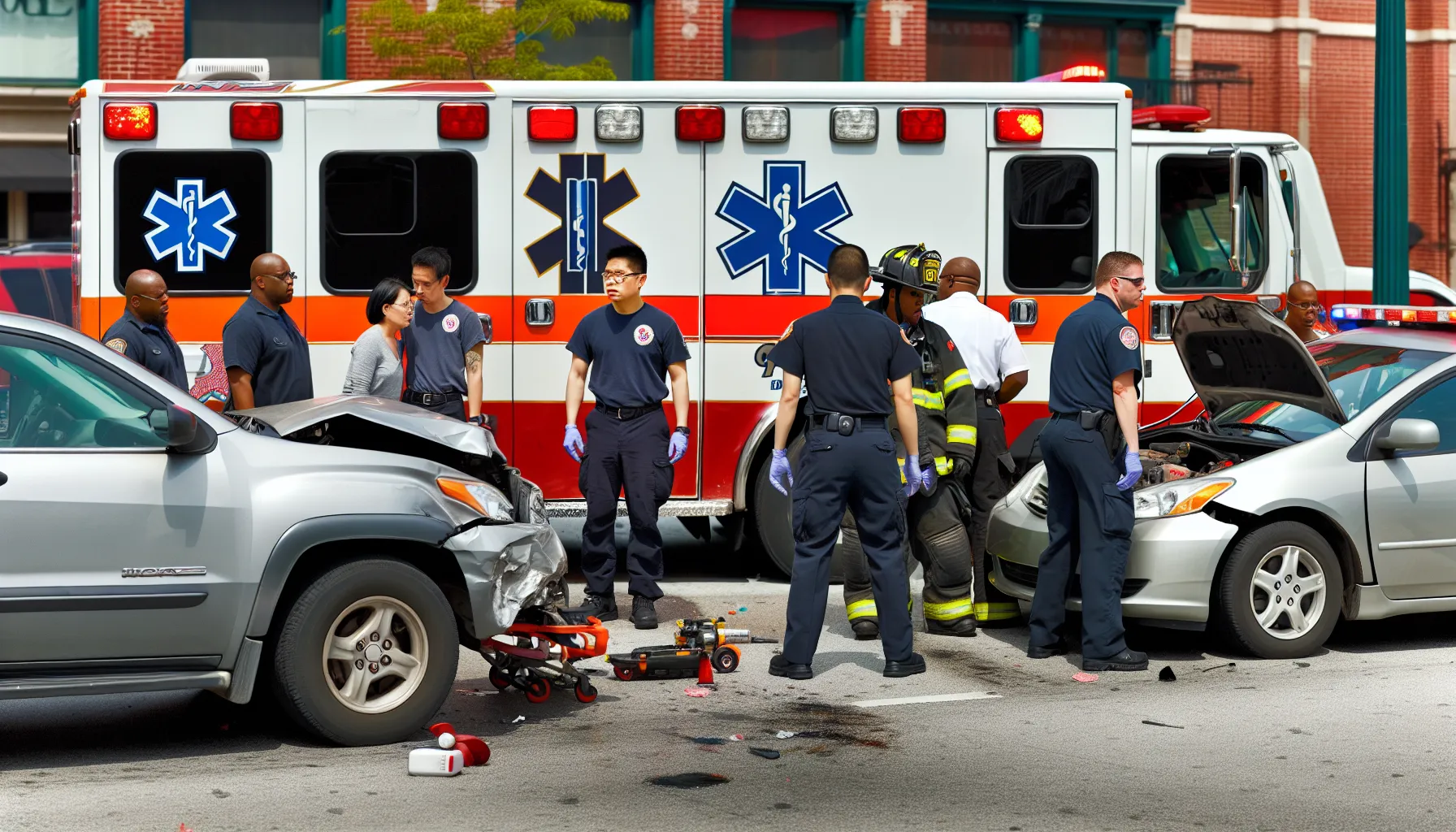 Emergency services arriving at the scene of a side by side accident
