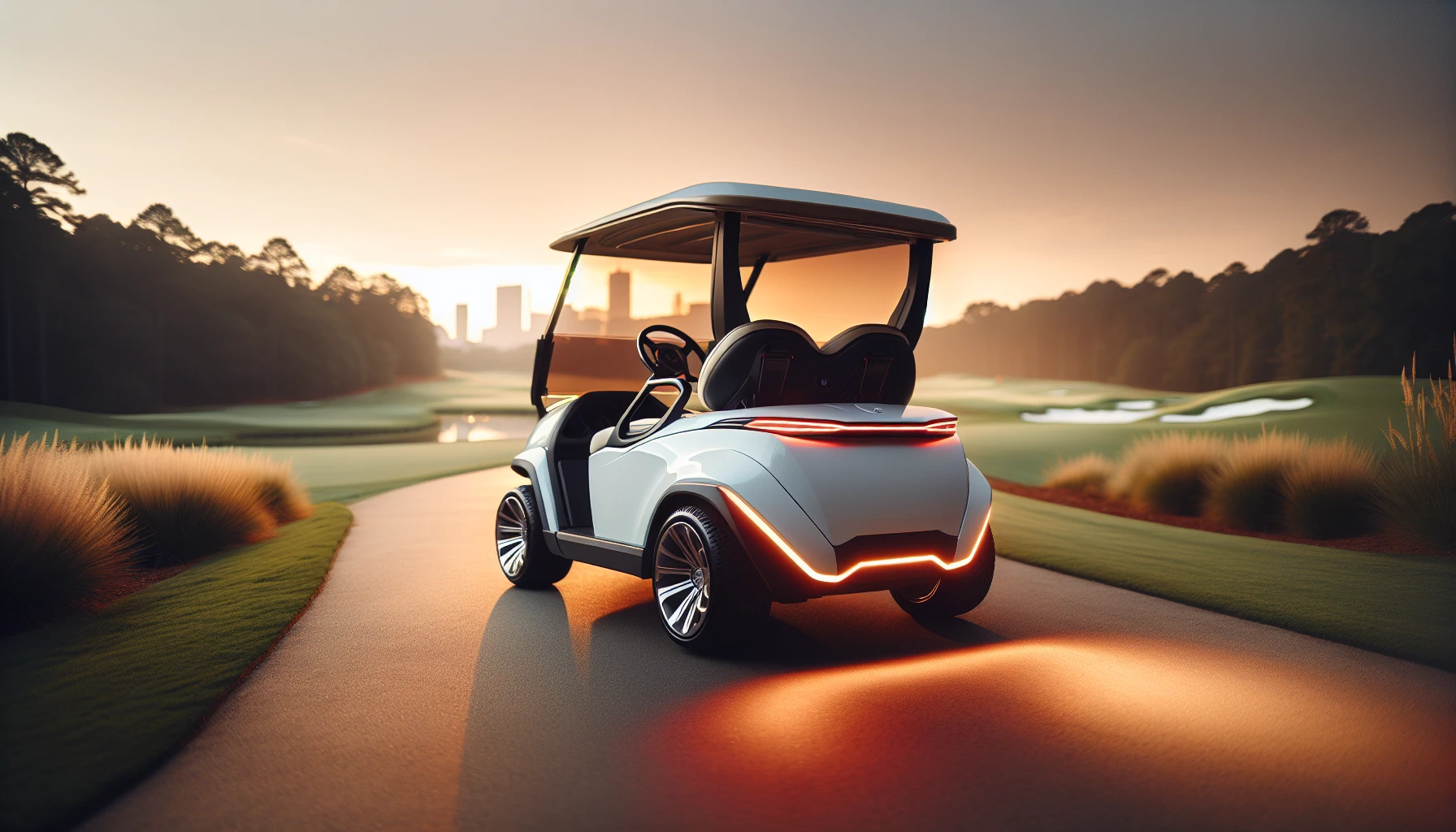 Golf cart with illuminated tail lamps