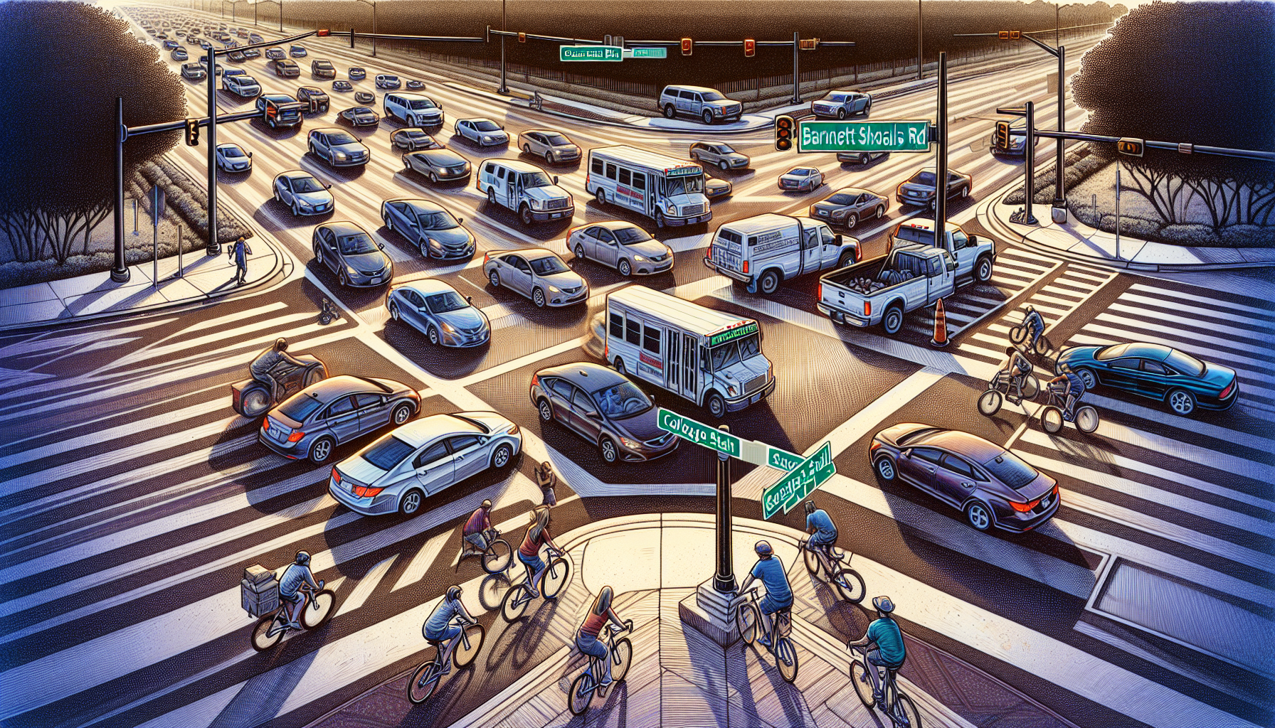 Illustration of Barnett Shoals Road and College Station Road intersection